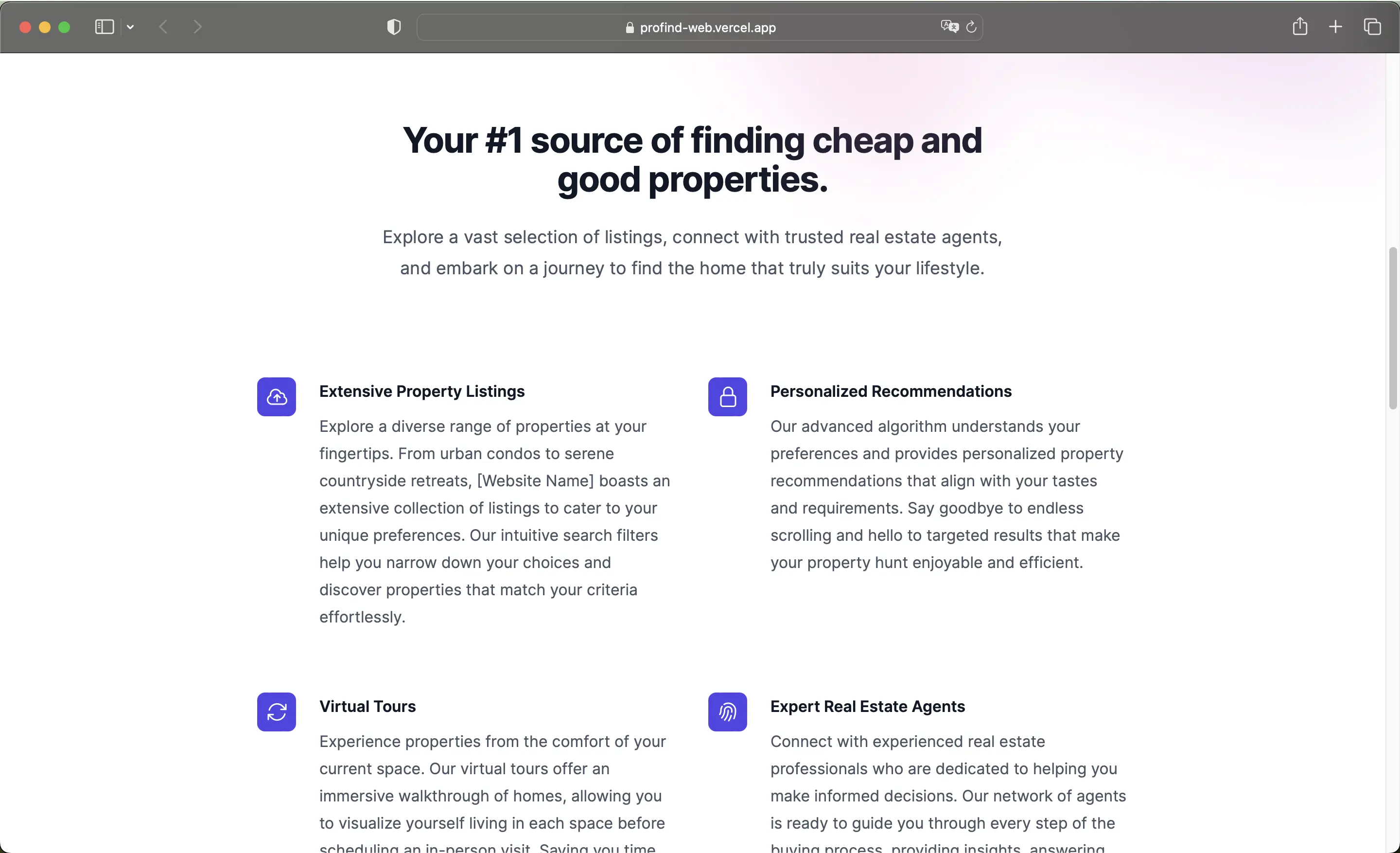 Features Section Profind Web