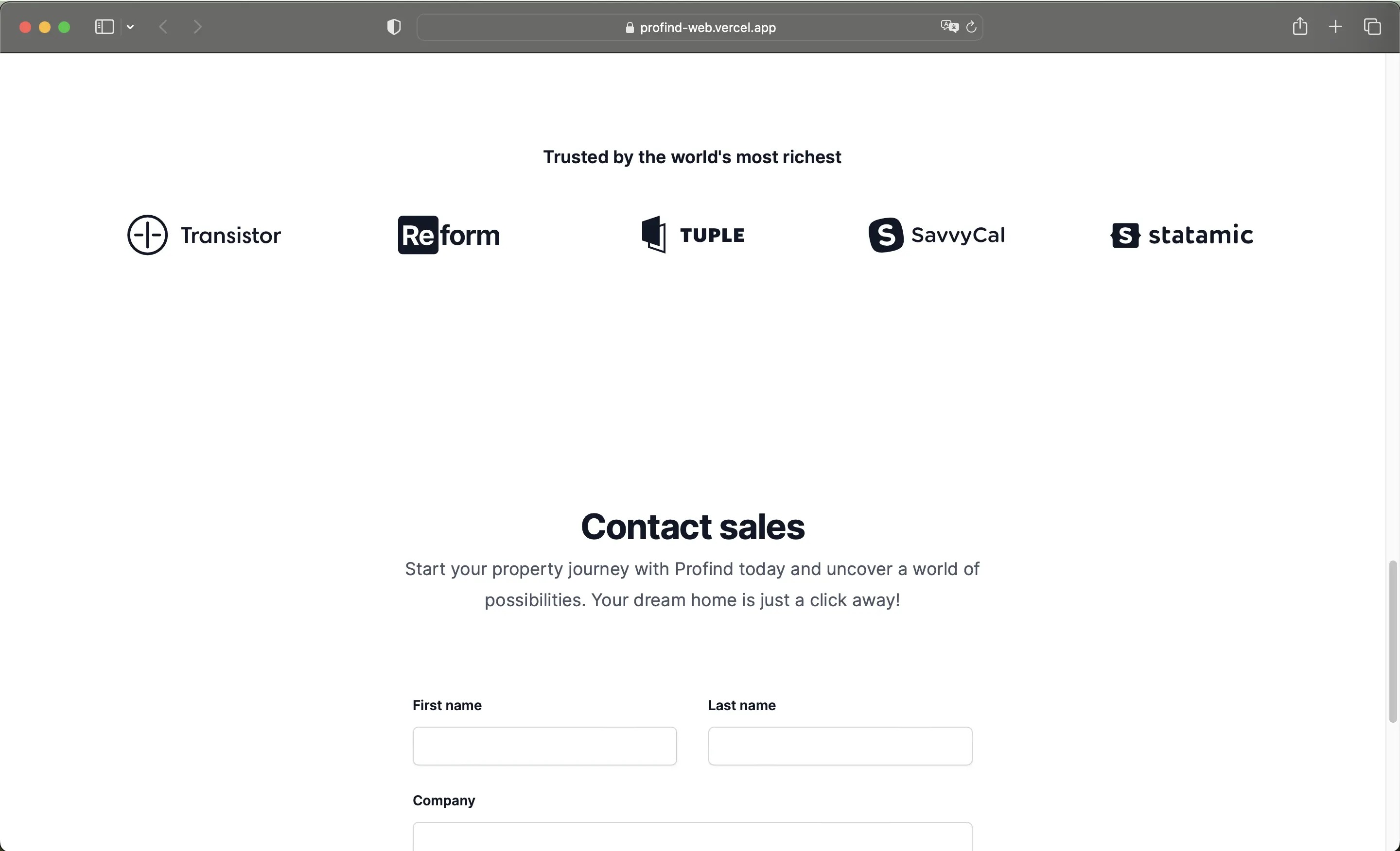 Footer Section Profind Web